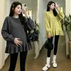 2026 Nuevo Suéter de Punto Holgado para Otoño de Maternidad Cubre Vientre Jersey Moda Ropa Exterior Top de Maternidad
