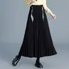 Saia plissada moderna e elegante para mulheres, novo estilo outono e inverno 2026, cintura alta, modeladora, comprimento médio, versátil e estilosa