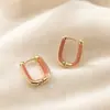 Nuevos Pendientes de Clip con Goteo de Aceite en Forma de Corazón con un Estilo Francés de Lujo Ligero, Pendientes Elegantes Cuadrados con un Diseño Único y Accesorios Versátiles de Acero para Orejas