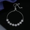 Pulsera Pequeña Fresca Elegante Chapada en Plata S925 Diamante Verde Nieve Ajustable con Cordón Joyería de Mano Flor de Gama Alta para Mujer