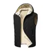 Chaleco de Lana de Cordero para Hombre Otoño e Invierno Forro Polar Engrosado Chaqueta con Capucha Talla Grande Ropa de Abrigo Talla Europea
