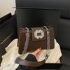 Textura de Luxo Leve Incrustada de Diamantes Estilo Francês Bolsa de Corrente Axilar de Ombro Único Transversal Fashionável e Elegante Novo Estilo 2025