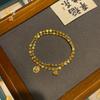 Loja de Ouro Mesmo Estilo Pulseira de Moeda de Ouro de Areia Flor Rica Estilo Chinês Novo Requintada Empilhada Uso Nicho Pulseira Presente