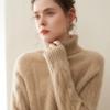 Estilo Designer Britânico ~ Suéter de Cashmere Liso para Mulheres, Suéter de Lã Grossa com Tranças de Gola Alta para Usar em Camadas