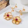 Pendientes de Flor Incrustada de Moda de Nicho de Alta Gama de Venta Caliente Transfronteriza Adecuados para que las Mujeres los Usen en Vacaciones Diarias y Fiestas