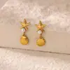 Brincos de estrela-do-mar de aço inoxidável retrô mais vendidos transfronteiriços brincos de pérola com coração brincos fofos simples requintados de alta qualidade moda