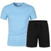 Traje Deportivo y de Ocio de Verano 2025 para Hombre Manga Corta Shorts Estilo Moda Juvenil Negro
