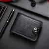 Cartera de Cuero para Hombre Bifold con Broche de Presión Portatarjetas Bolsillo para Efectivo Cartera de Moda Novedosa