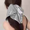 Goma para el Pelo Scrunchie de Cuero Plateado Tendencia 2025 Nueva para Coleta Alta para Mujeres Accesorio para el Cabello de Alta Elasticidad