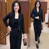 Elegante Conjunto de Traje para Mujer 2026 Primavera Nueva Llegada Elegante Adelgazante Petite Chaqueta Corta Pantalones Rectos de Cintura Alta Conjunto de Dos Piezas