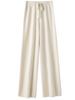 Invierno Lana Completa 100 Lana Pura Pantalones de Pierna Ancha para Mujer Cintura Media Dape Adelgazantes Casuales Rectos Cachemira Pantalones Tejidos