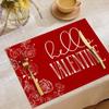 Amazon Día de San Valentín Manteles Individuales Forma de Corazón Rojo Decoración de Ambiente Manteles Individuales Estilo Occidental Poliéster Resistente a Manchas Manteles Aislantes para Vajilla Venta al por Mayor