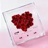 Caja de Flores Eternas Acrílica Love Cd Rosa Flor Real Regalo de Cumpleaños Premium Ramo que Aman las Niñas Caja de Regalo de Navidad
