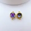 Pingente Duplo Quadrado Colorido de Zircônia com Fecho Único Ajustável Banhado a Ouro 14K em Cobre Acessórios para Pulseira Colar Brinco DIY Atacado