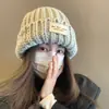 Invernaderos Hecho a Mano Parche Coreano Protección Cálida para los Oídos Lana Gruesa Islandesa Gorro para el Frío Gorro de Punto Hace la Cara Más Pequeña
