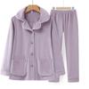 Pijama Cálido de Terciopelo de Isla para Mujeres de Mediana Edad y Mayores Otoño e Invierno Cardigan con Solapa para Madre Ropa de Casa de Franela Traje de Dos Piezas