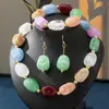 Verano Nuevo Bohemio Colorido Exagerado Corazón Resina Cuentas Collar Pulsera Vacaciones en la Playa Fiesta Collar