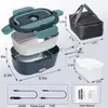 Lonchera Eléctrica, Lonchera Eléctrica con Enchufe para Calentar, Lonchera Eléctrica Calefactora sin Relleno de Agua, Lonchera Térmica, Lonchera de Doble Uso para Coche y Hogar