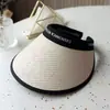 Sombrero de Paja Negro de Verano para Mujer con Ala de Goma, Moño de Encaje y Parte Superior Abierta, Protección UV, Sombrero de Sol para Vacaciones y Viajes