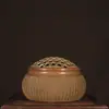 Incensário de bambu com padrão de malha de cobre puro com tampa, incensário de fundo plano para uso doméstico, presente, ornamento decorativo, latão antigo de sândalo