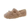 Zapatos de peluche estilo hada francesa para mujer, nuevo modelo otoño e invierno 2026, mocasines de algodón Mary Jane con lazo suave