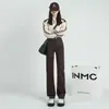 Jeans de Pierna Recta para Mujer 2023 Otoño e Invierno Nuevo Estilo Sueltos de Cintura Alta Adelgazantes Rectos de Pierna Ancha Yichun