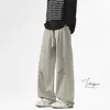 Pantalones de Trabajo Gruesos con Remaches Americanos Plisados y Terciopelo Plus para Hombre Otoño Invierno Nuevos Sueltos Rectos Pierna Ancha Casual Largos