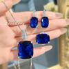 Nuevo colgante azul real de paloma rojo sangre, pendientes Caibao cuadrados de gran tamaño en quilates, anillo Paraiba, traje de diamante verde para mujer
