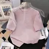 Top de Verano Nuevo de Algodón con Mangas Cortas de Dibujos Animados de Princesa Sirena para Niñas, Camiseta Elegante y Dulce de Media Manga para Niñas Pequeñas
