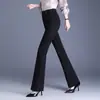 Pantalones Acampanados Negros Adelgazantes Nuevos Otoño 2026 para Mujer, Pantalones de Cola de Pez con Drapeado Ajustados a la Moda para el Trabajo, Pantalones de Cintura Alta con Ligero Flare