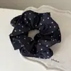 Cuerda para el pelo de lunares y flores estilo retro Maillard azul y marrón, para coleta, bola en la cabeza, cuerda para el pelo de lujo ligero, estilo coreano, accesorios para el pelo