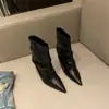 Botas Individuales de Punta Nueva Moda, Botas de Moda de Tacón Medio, Diseño Elegante, Botas de Tacón de Cuña Estilo Hot Girl, Botas Cortas de Moda Elegantes Otoño e Invierno