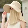 Sombrero de Sol de Ala Ancha, Chal de Seda de Hielo, Sombrero de Pescador, Velillo de Protección UV para Exteriores, Sombrero para Recoger Té, Sombrero de Seda de Hielo para Protección Solar