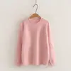 26052 Suéter jacquard simples estilo faculdade japonês com trevo de quatro folhas para mulheres, malha de puxar para outono e inverno