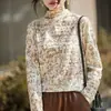 2025 Novo Tricô de Gola Alta Meia-Manga Outono e Inverno Manga Longa Feminino Estampa Floral Pulôver Solto Camisa Base Top