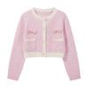 Cárdigan de Punto Rosa Pequeño Fragante con Lazo Personalizado de Fábrica para Mujer Otoño e Invierno Dulce Cuello Redondo Manga Larga Chaqueta Versátil