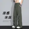 Pantalones Casuales Frescos Estilo Americano para Hombre, Verano Delgados Modelo Nuevo 2025, Fluidos de Secado Rápido tipo Paracaidista Pierna Ancha Holgados Largos para Hombre