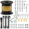 Cable de Acero Inoxidable Recubierto 3mm Kit para Colgar Cadena de Luces para Exteriores Gancho Cable de Tensión Set para Barandilla