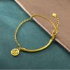 Pulsera de medio anillo de oro y arena de Vietnam, pulsera DIY con trébol de cuatro hojas, colgante de la marca Fu, pulsera redonda hueca para mujer, fabricantes al por mayor de pulseras Fu