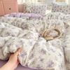 Juego de Cuatro Piezas de Gasa Doble Capa Clase A Ropa de Cama de Primavera Juego de Tres Piezas para Dormitorio Estudiantil Nantong Estilo Fresco Sábana Funda de Edredón