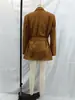 2025 Ropa Popular Transfronteriza para Mujer Estilo Europeo y Americano Otoño Chaqueta Traje de Gamuza Elegante con Cordones Estilo Retro Francés