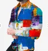 2026 Camisa de Manga Larga Estampada en 3D para Hombre de Venta Caliente Europea y Americana Moda Tendencia Cárdigan Superior de Lunares Degradados