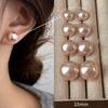 Más fáciles para combinar el mismo estilo de Match Blogger Pendientes de Perlas Rosadas Shijia Redondos Aguja de Plata Esterlina S925 Pendientes Clips para Orejas Estilo Ins para Mujer