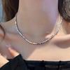 Collar de Plata Roto para Mujer TikTok Mismo Estilo Moda Cadena Clavícula Moda Elegante Celebridad Cibernética Diamante Cuadrado Cadena de Collar