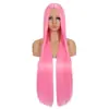 100CM1 metro peluca cosplay mediana negro rosa multiusos cabello lacio caricatura larga en stock al por mayor