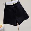 Pantalones cortos vaqueros de cintura alta y finos para mujer, de verano 2024, con pierna ancha rizada blanca, informales, combinables, adelgazantes, sencillos.