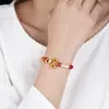 Pulseira de Corda Vermelha Tecida à Mão DIY Contas de Transferência Peixe Koi Pousando Pulseira do Ano de Nascimento Masculina e Feminina Presente para Melhor Amiga Atacado