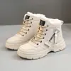 Botas de nieve cálidas forradas de polar para mujer invierno 2024 nuevos zapatos gruesos de algodón talla 34 zapatilla alta