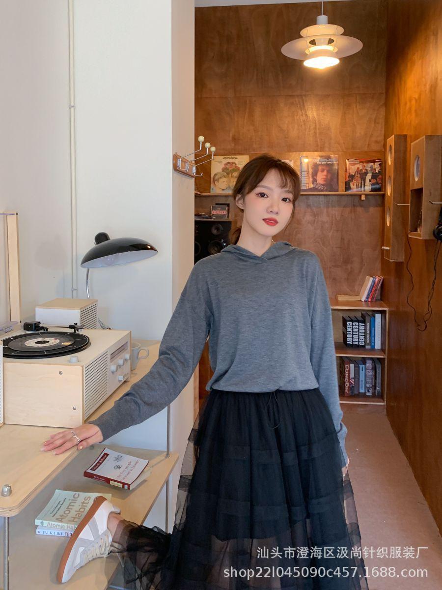 四季百搭秋季黑色黑天鹅纯色高腰网纱蓬蓬裙A字裙半身