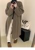 Casaco Longo Tricotado Engrossado Plus Size para Mulheres 2024 Outono Novo Cor Lisa Simples Estilo Ocidental Estilo Preguiçoso Cardigan Suéter
